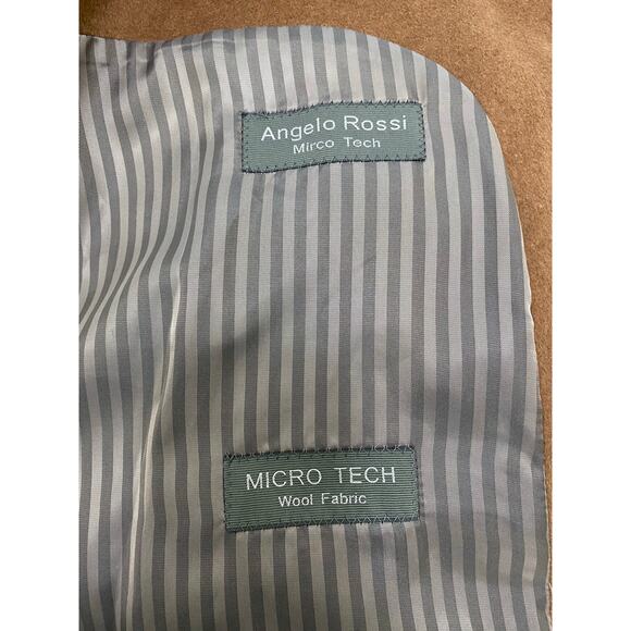 NWT Angelo Rossi Men's 44 Brown Hand Tailored Micro Tech Wool Coat - Picture 9 of 11